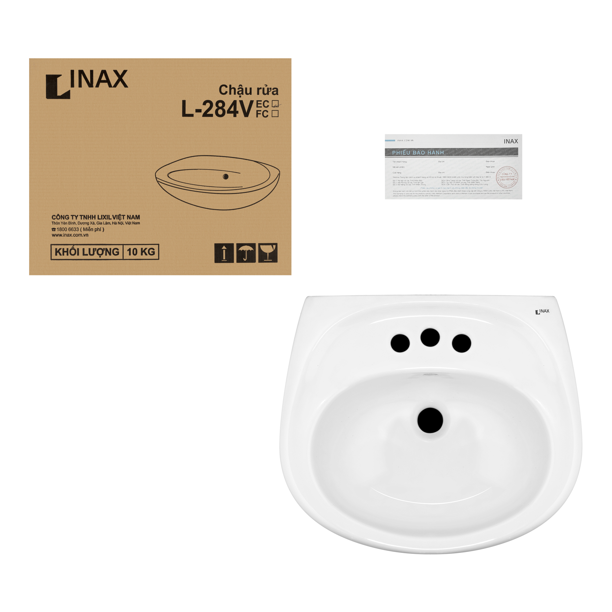 Chậu Rửa Lavabo Inax L-284V Treo Tường 495x425 mm - Ảnh 3