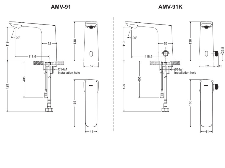 Vòi Cảm Ứng Inax AMV-91 Nước Lạnh Dùng Điện 220V - Ảnh 2