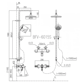 Bản vẽ Sen tắm 6015S