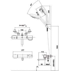 Bản vẽ kỹ thuật Vòi sen tắm BFV-7145T-3C INAX nhiệt độ Massage