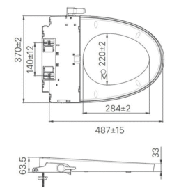 Bản vẽ kích thước nắp bồn cầu rửa cơ INAX CW-S32VN 2 chế độ cao cấp