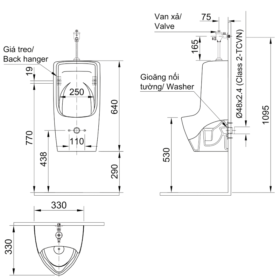 Bản vẽ kỹ thuật Bồn tiểu nam INAX U-431VR treo tường-2