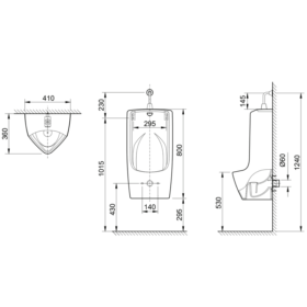 Bản vẽ thiết kế của bồn tiểu nam Inax U-411V-2