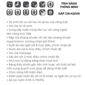 Tính năng trên nắp bồn cầu điện tử INAX CW-H20VN cao cấp