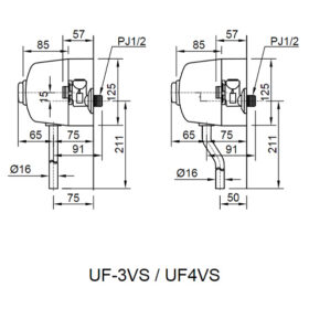 Bản vẽ kích thước van Xả Tiểu Dạng Nhấn INAX UF-4VS