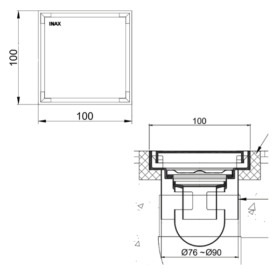 Bản vẽ kỹ thuật Phễu Thoát Sàn INAX FDV-10F