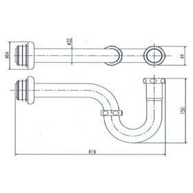 Bản vẽ kỹ thuật của ống xả thải chữ P INAX A678P