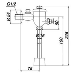 Bản vẽ kỹ thuật của van xả INAX UF 7V