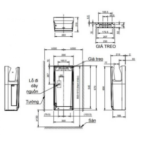 Bản vẽ kỹ thuật máy sấy tay INAX JT-2162