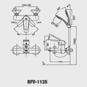 Bản vẽ kỹ thuật sen INAX BFV-113S