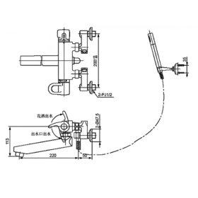 Bản vẽ sen xả bồn tắm BFV-8145T-5C