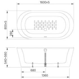 Bản vẽ kích thước bồn tắm đặt sàn INAX BF-1656V
