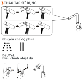 Cách sử dụng Vòi rửa chén INAX nóng lạnh SFV-907SX dây rút (SFV907SX)