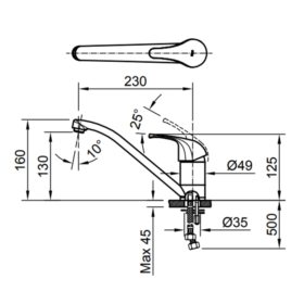 bản vẽ kỹ thuật Vòi bếp INAX nóng lạnh SFV-302S thân dài (SFV302S)