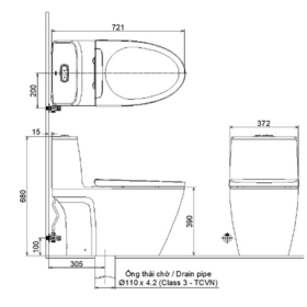 Bản vẽ kỹ thuật bệt INAX ACT-902VN 1 khối