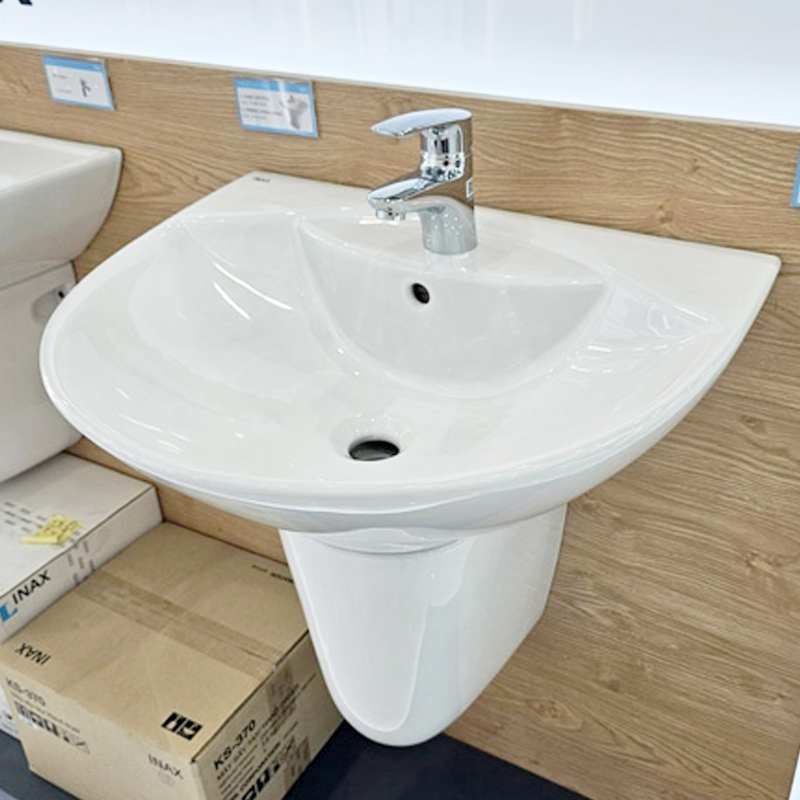 Ảnh thật Chậu rửa lavabo treo tường kèm chân ngắn L-288V L-288VC INAX